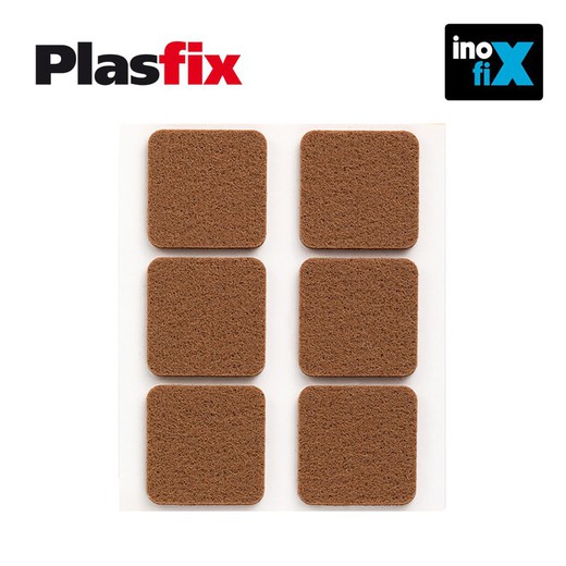 Pack 6 feutres adhésifs synthétiques marron 31x31mm plasfix inofix