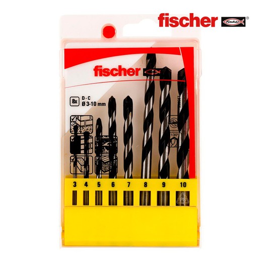 Pack 8 brocas percusion e 3/4/5/6/7/8/9/10 536607 fischer