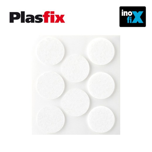 Pacote de 8 feltros adesivos sintéticos brancos de diâmetro 27mm plasfix inofix