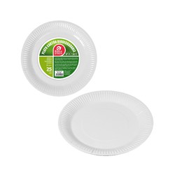 Pack con 25unid. Platos blancos cartón 23cm best products green