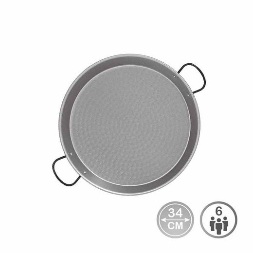 Panela de paella tradicional de aço polido ø34cm (6 pessoas)