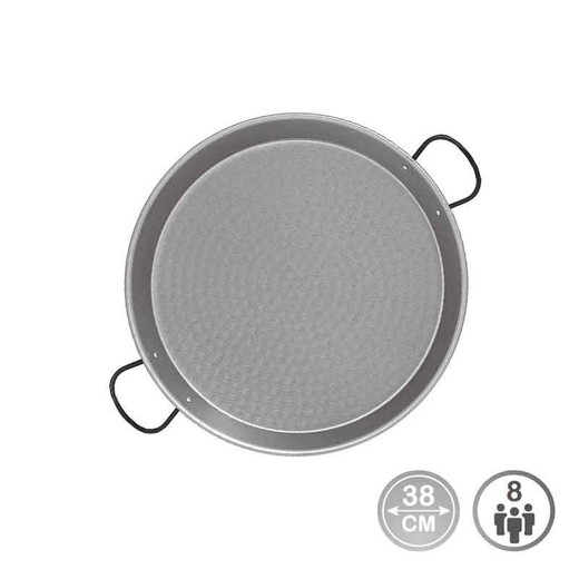 Panela de paella tradicional de aço polido ø38cm (8 pessoas)