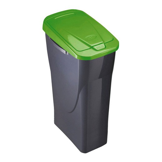 Papelera 15 litros ecobin con tapa color negro/verde 31x20x42cm mondex