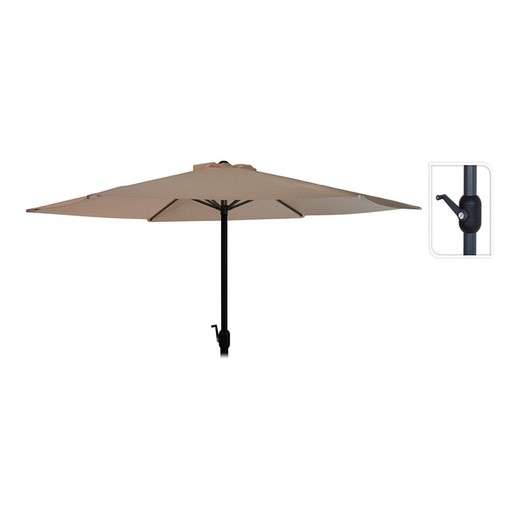 Parasol Ø300cm Hauteur 248cm. Poteau en aluminium avec manivelle Couleur : Taupe