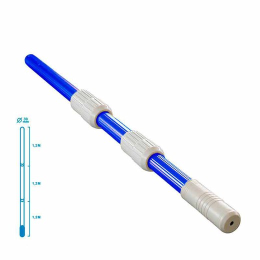 Perche télescopique ø41mm manche 3 parties de 1.20mt (plié 1.3mts) avec tube aluminium 0.30mm