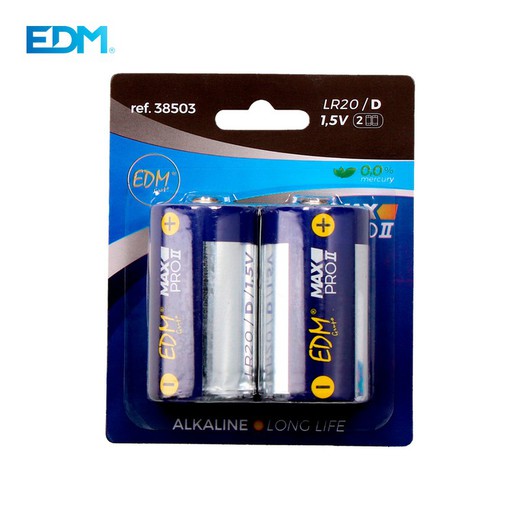 Bateria alcalina lr-20 edm (blister 2 unidades)