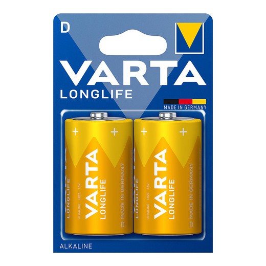 Pila alkalina varta d - lr20 longlife (blister 2 unid) ø34,2x61,5mm