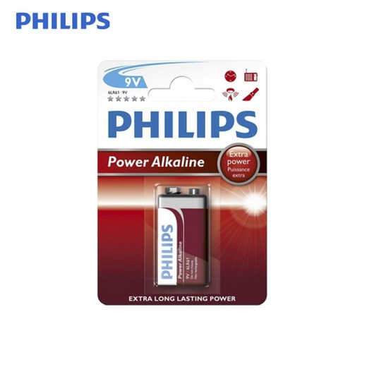 Pila philips alkalina 6lr61 9v (blister 1 pilas)