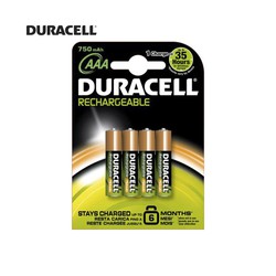 Bateria recarregável r3 aaa 750mah (blister 4 baterias) duracell