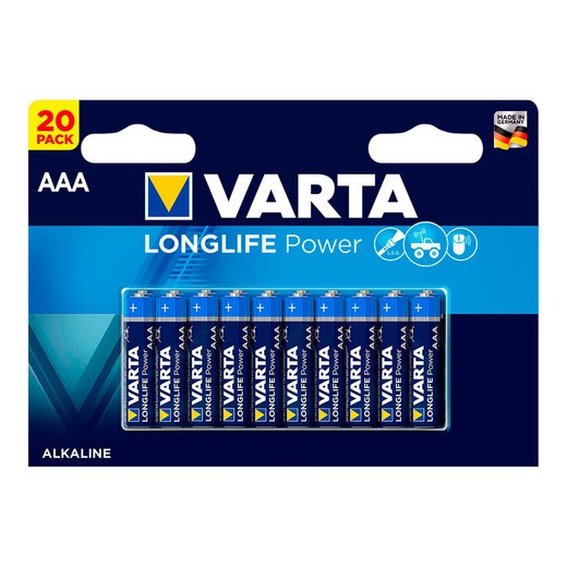 Bateria varta longa duração aaa lr03 pack 20uni