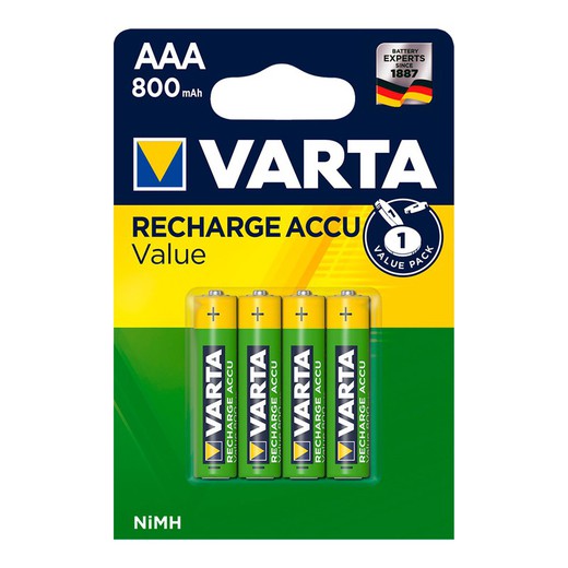 Bateria recarregável Varta accu aaa lr03 800mah pack 4uni