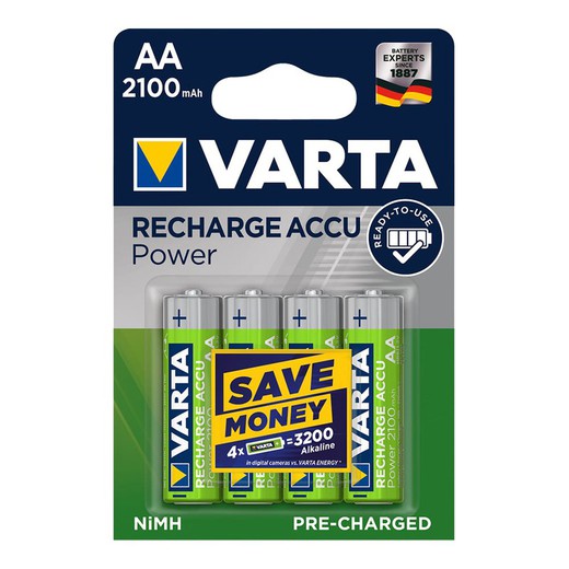 Batterie rechargeable varta accu power aa lr06 2100mah pack 4uni