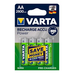 Batterie rechargeable varta accu power aa lr06 2600mah pack 4uni