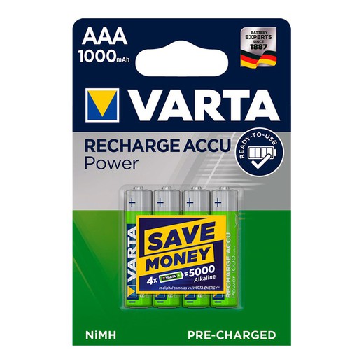 Batterie rechargeable varta accu power aaa lr03 1000mah pack 4uni