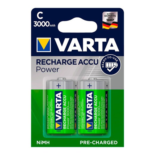 Bateria recarregável varta accu power lr14 c 3000mah pack 2uni