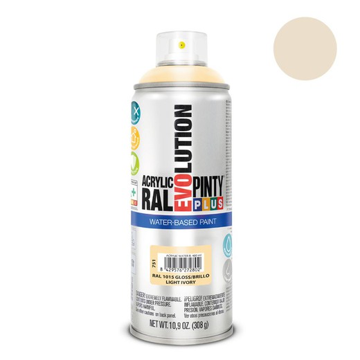 Pintura en spray pintyplus evolution water-based 520cc ral 1015 marfil claro