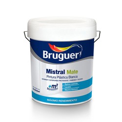 Pintura plastica blanca mate mistral 15 litros para interior y exterior bruguer