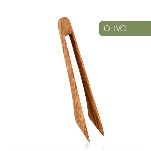 Pinza servir madera de olivo metaltex