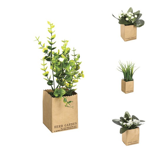 Planta decorativa com vaso de papel em modelos variados de 7x6,5x21cm