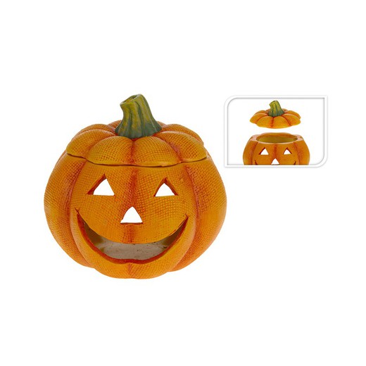 bougeoir citrouille halloween en céramique 14x14x13,5cm