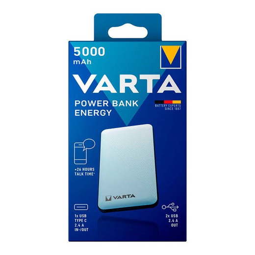 Power bank energy 5000ma varta 100/240v 74x11x138mm