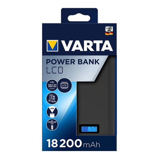 Power bank varta pantalla lcd 18.200 mah