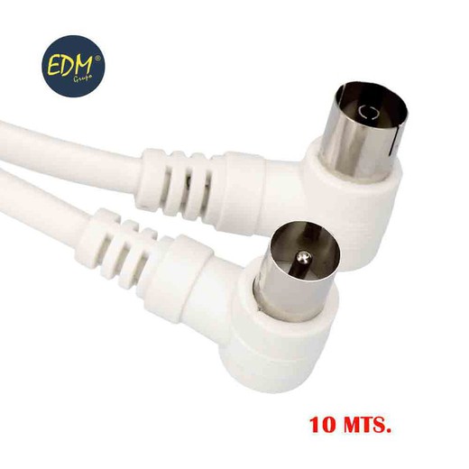 Prolongacion tv acodada 9,5mm 10m envasada blanca