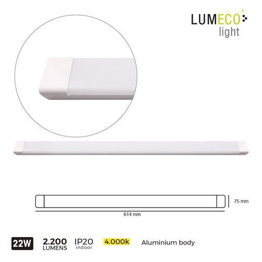 regleta led 22w 2200 lumen 4.000k 60cm lumeco