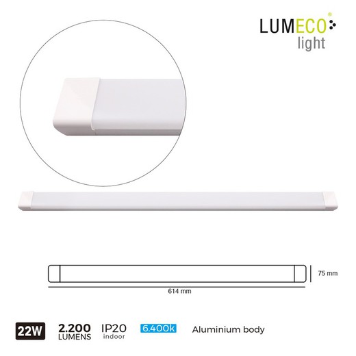 regleta led 22w 2200 lumen 6.400k60cm  lumeco