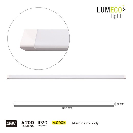 regleta led 45w 4200 lumen 4.000k 120cm lumeco