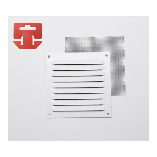 Grille c/mosq alun 0.6 laqué blanc 100x100mm (g)