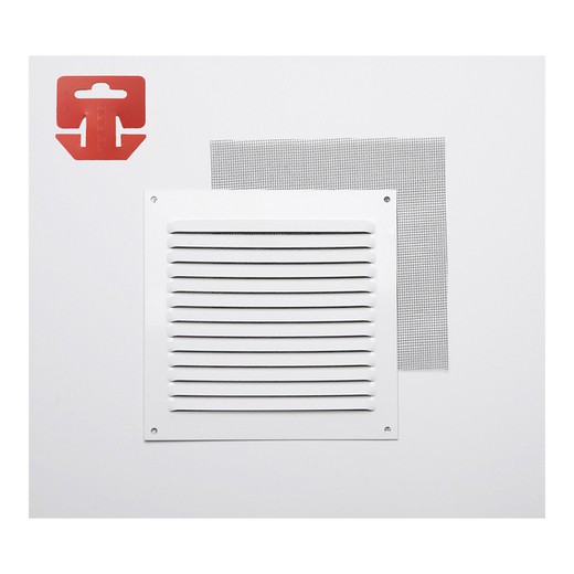 Grille c/mosq alun 0.6 laqué blanc 150x150mm (g)