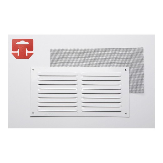 Grille c/mosq alun 0.6 laqué blanc 150x300mm (g)