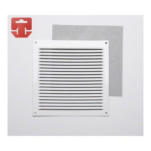 Grille c/mosq alun 0.6 laqué blanc 170x170mm (g)