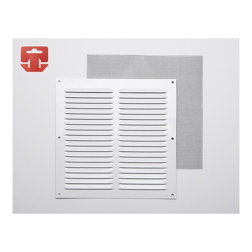 Grille c/mosq alun 0.6 laqué blanc 200x200mm (g)