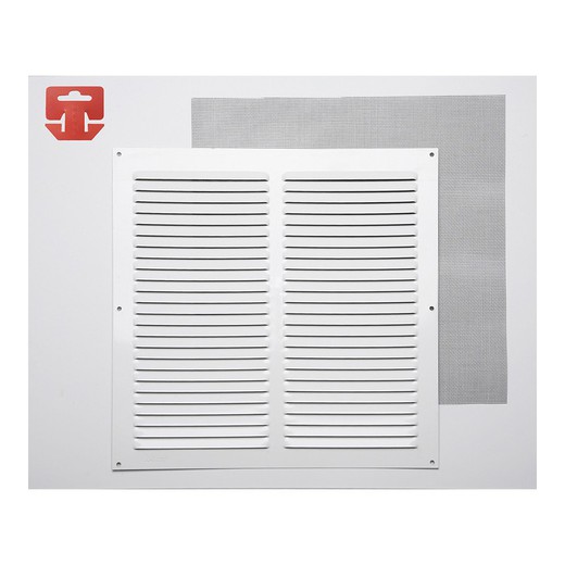 Grille c/mosq alun 0.6 laqué blanc 300x300mm (g)