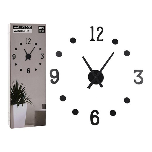 Reloj pared adhesivo negro