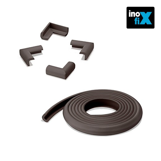 Rolo protetor de borda 2mts + 4 cantos marrons (bolha) inofix