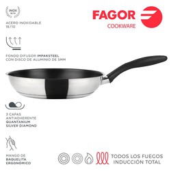 Poêle inox ø24cm inox 18/10 fagor