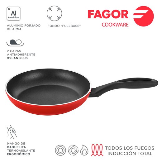 Maxima pan ø20cm de alumínio vermelho 3004 fagor