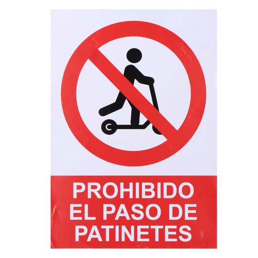 Señal adhesiva "prohibido acceder con patinete"21x30cm normaluz