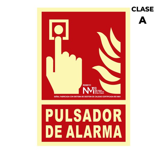 Placa Extintora "Botão Alarme" Classe A (Pvc 1mm) 21x30cm