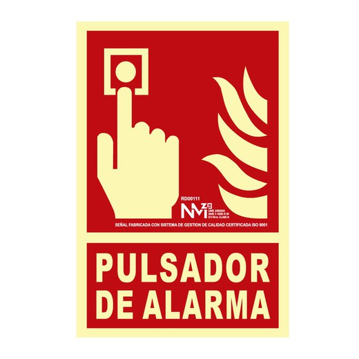 Placa Extintora "Botão Alarme" Classe B (Pvc 0,7mm) 21x30cm