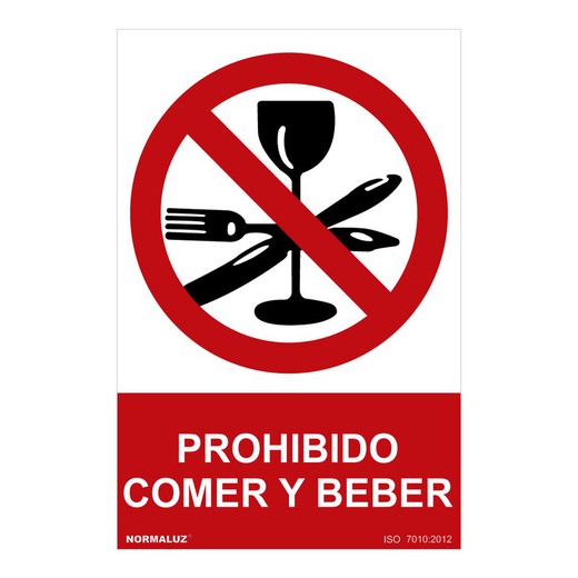 Placa Proibida "Comer e Beber Proibido" (Pvc 0,7mm) 30x40cm