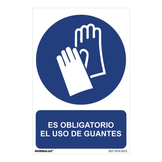 Panneau d'usage obligatoire "L'utilisation de gants est obligatoire" (Pvc 0,7 mm) 30x40cm