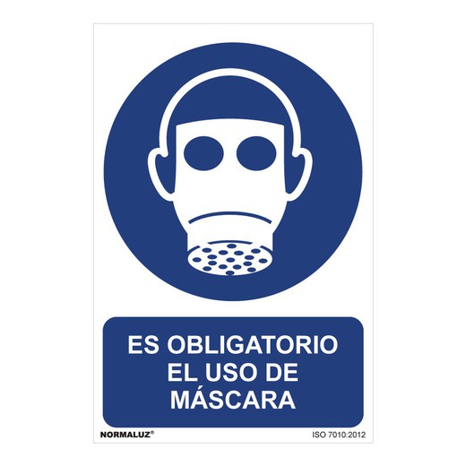 Señal uso obligatorio "es obligatorio el uso de máscara" (pvc 0.7mm) 30x40cm