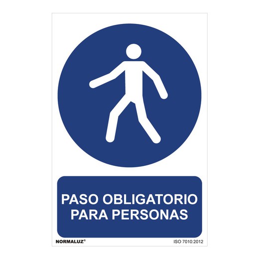 Señal uso obligatorio "paso obligatorio para personas" (pvc 0.7mm) 30x40cm