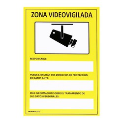 Señal zona videovigilada adhesiva 15x20cm