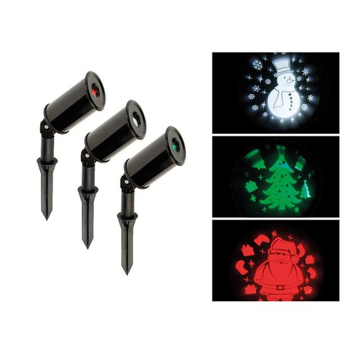 Conjunto de 3 projetores de led ao ar livre (Papai Noel, árvore e boneco de neve)