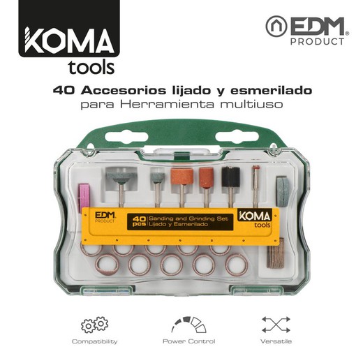 Set 40 accessoires koma tools pour mini outil multifonction rotatif ref : 08709 edm